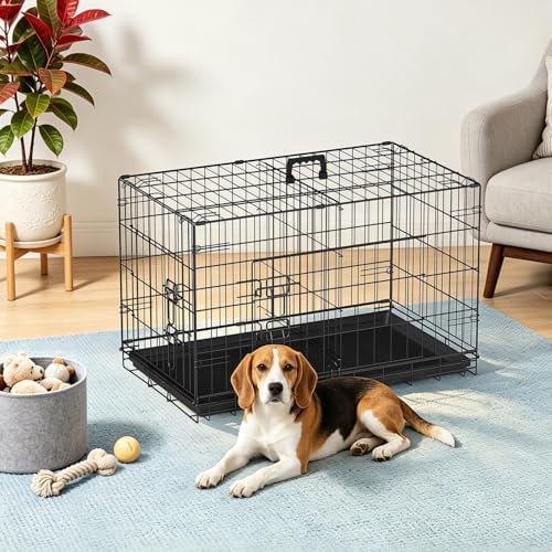 FDW | 30" Foldable Metal Dog Crate | Black | Cage for Medium Dogs - Image 2