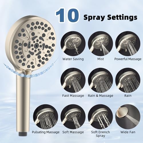 Metal Rain Shower Head with Handheld, 10" High-Pressure Showerhead,10-Mode - Image 3
