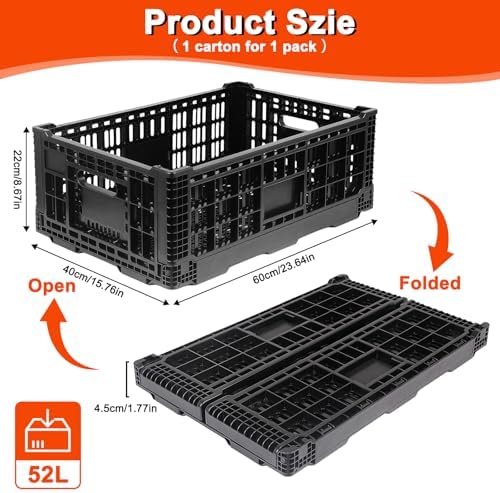 52L Milk Crate, Plastic Storage Crate with Handles, - Image 2