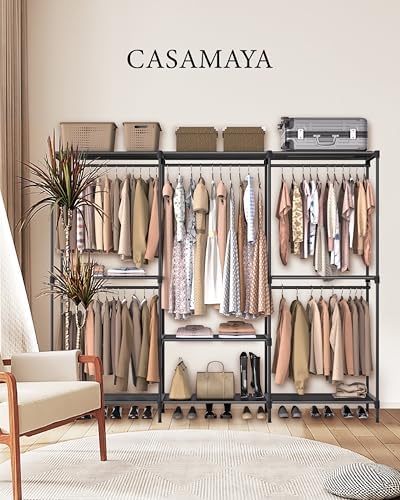 CASAMAYA Clothes Rack, Portable Closet, 80.7 Inch Extra Large Capacity Wardrobe Closet, Clothes Storage Organizer with Shelves and 5 Hanging Rods, Easy to Assembly, Black PCT036B01 - Image 2