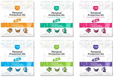 Personal Protection Kits – Mini 3 Item 10 PACK | Convenience on the Go | Individually wrapped pack for travelling | PPE Kit | Plastic Gloves, Hand Cleansing Wipes, Disposable Face Mask (Purple) - Image 6