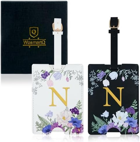 2 Pack PU Leather Privacy Luggage Tags, Double-Layer Hidden ID by Unknown