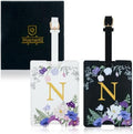 2 Pack PU Leather Privacy Luggage Tags, Double-Layer Hidden ID by Unknown