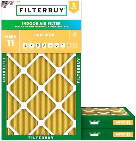 Filterbuy 16x24x2 Air Filter MERV 11 Pet & Allergy Defense (3-Pack) by Filterbuy