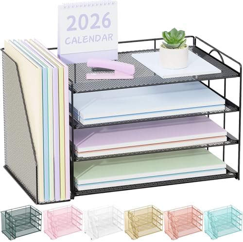 Spacrea 4-Tier Paper Organizer for Desk with File Organizer by Spacrea