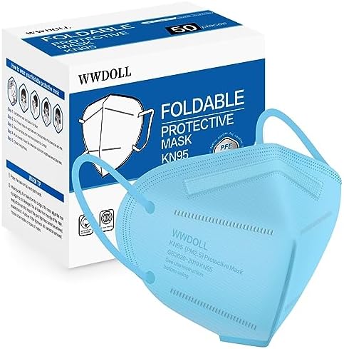 WWDOLL KN95 Face Mask 50 Pack, 5-Layers Breathable KN95 Masks, Blue by WWDOLL