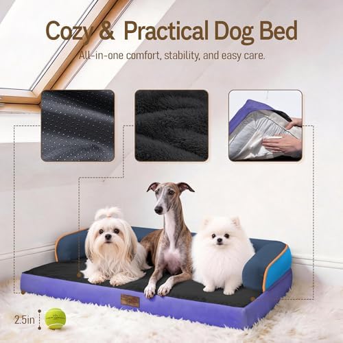 Comfort Expression Washable Dog Bed with Bolster for Medium to Large Dogs - Image 4