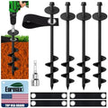 Eurmax USA 4 Pack Universal Ground Anchors High Wind, Heavy Duty Screw-in Trampoline Stakes with 4 Straps, Upgraded Commercial Anchor Kit for Outdoor Sheds, Swing Sets & Mobile Homes (Black) by Eurmax