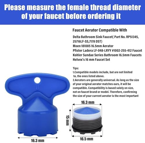 6 Pieces Faucet Aerators with Faucet Aerator Removal Tool 16.5 mm Water Saving Flow Restrictor Set Replacement Part for Bathroom or Kitchen, Not Universal - Image 2
