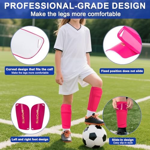 Kids Soccer Shin Guards 2 Pairs Slip-in Youth Shin Pads for Boys Girls, Lightweight PP+EVA Soccer Protective Gear Fits with Shin Guard Sleeves(not Included), Toddler to Teen Sizes Multiple Colors - Image 5