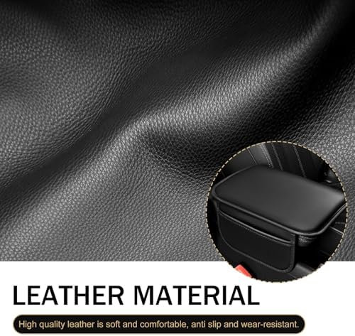 Car Center Console Cover, Leather Armrest Cover Cushion with 2 Storage Bags, Soft Centre Console Protector Covers, Universal Car Interior Accessories, for Most Vehicles, SUV (Black) - Image 4