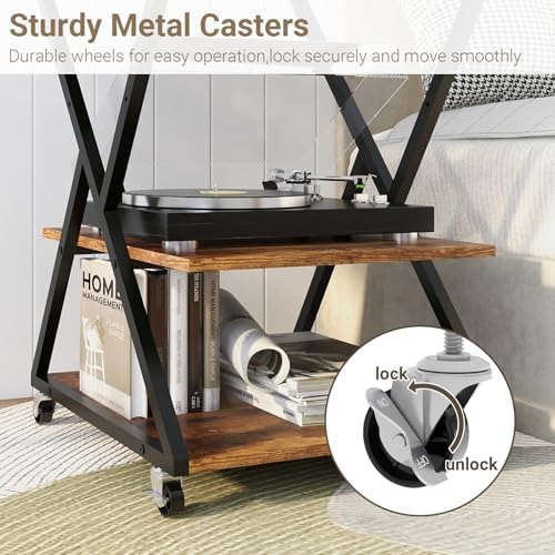 Natwind 3 Tier Large Printer Table,19.7''x19.7'', Height Adjustable,Retro - Image 6