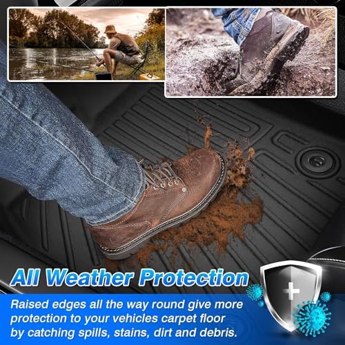 GLE350 Floor Mats - Fit for Mercedes Benz GLE 2020-2025 2026 (No for Coupe/AMG), All Weather Floor Mats & Cargo Liner for GLE350/GLE450 Accessories, Heavy Duty Waterproof - Image 4