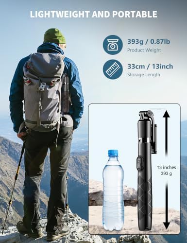 71" Phone Tripod & Selfie Stick, All in One Extendable Cell Phone Tripod with Wireless Remote, Tripods Stand for iPhone & Travel Selfie Stick 360° Rotation Compatible with iPhone Android, Camera - Image 5