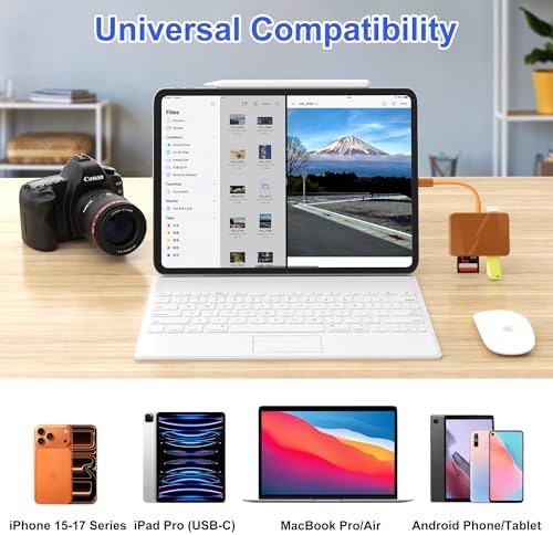 SD Card Reader, 5 in 1 USB-C & USB Card Adapter with SD/MicroSD/MS and Dual USB-A Ports Memory Card Reader for iPhone 17/16/15 Pro Max iPad MacBook Pro/Air M4/M3 Android Phone/Tablet PC (Terracotta) - Image 6