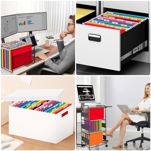 24 Pack Hanging File Folders, Letter Size with 1/5-Cut Adjustable Tabs, 12 Selected Color - File Folder Organizer for Filing Cabinet Office Home, Designed for Bulky Files, Medical Charts - Image 7