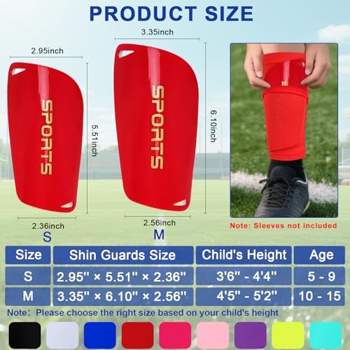 Kids Soccer Shin Guards 2 Pairs Slip-in Youth Shin Pads for Boys Girls, Lightweight PP+EVA Soccer Protective Gear Fits with Shin Guard Sleeves(not Included), Toddler to Teen Sizes Multiple Colors - Image 2