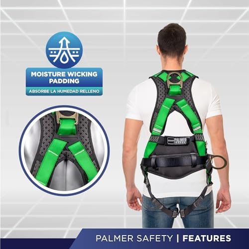 Palmer Safety Hammerhead 5pt Safety Harness Back Padded, QCB Chest, Tongue Buckel Legs Straps, Back & Side D-Rings - Image 4