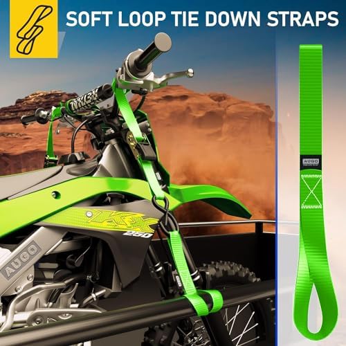 Soft Loop Tie Down Straps - 1,500 Load Capacity & 4,500 Lbs Breaking Strength - 6 Pack - Loops for Securing ATV, UTV, Motorcycles, Scooters, Dirt Bikes, Lawn & Garden Equipment - by AUGO - Image 5