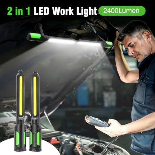SYLSTAR Work Light for Mechanic, 2400LM LED, 4400mAh Rechargeable, Magnetic, Underhood Work Light with Hooks for Car Repairing/Inspection/Garage/Workshop/Emergency - Image 2