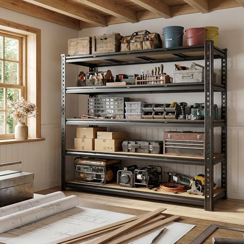 Romorgniz 72.02" H Garage Shelves 5 Tier Storage Shelves Organizers,2500 LBS Heavy Duty Adjustable Shelving Unit,Garage Shelves Metal for Basement, Warehouse,Commercial,School,55.1" W x 24.4" D - Image 2