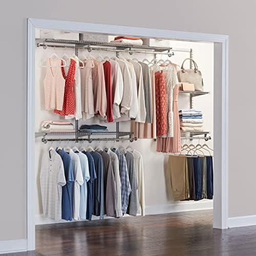 Rubbermaid Configurations Custom Closet Kit 4-8 Ft. Adjustable Metal Wire Shelving Titanium Finish Expandable Organization System Hardware Included for Home Closet/Pantry/Laundry/Mudroom - Image 6