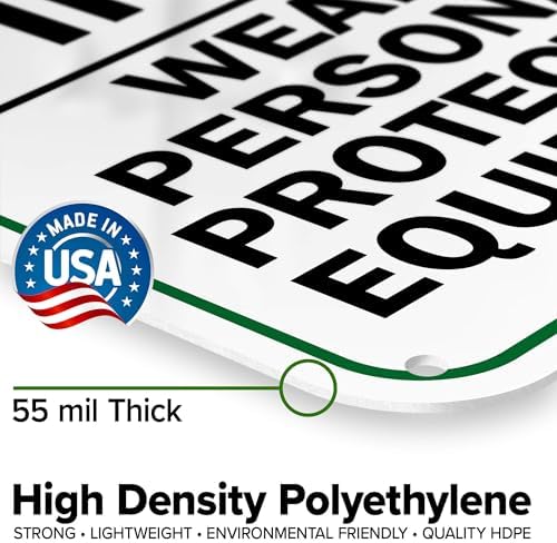 Think Safety First Wear Personal Protective Equipment Sign, 12"x18" - Image 3