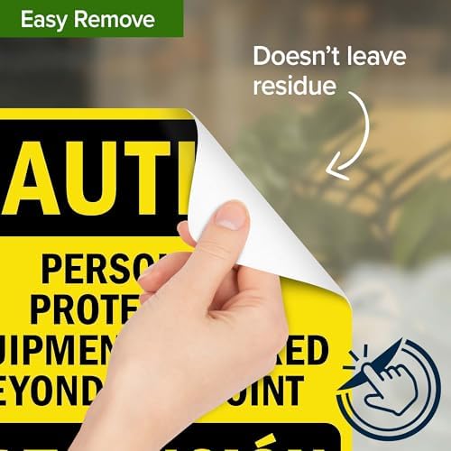 Caution Personal Protective Equipment Required Beyond This Point Bilingual Osha Sign, 10x7 Inches, 4 Mil Vinyl Decal Stickers Weather Resistant, Made in USA by My Sign Center - Image 5