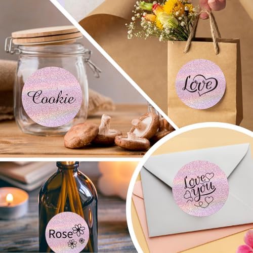 3 Inch Holographic Thermal Labels,Round Thermal Printer Labels,Waterproof Thermal Printer Stickers for DIY Logo Design,Name Tag,QR Code,Thanks Card 150 Labels/Roll (Pink dots) - Image 6