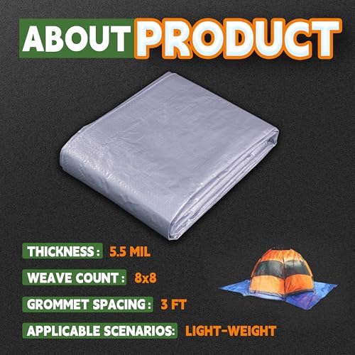 RAINDEWAY Small Tarps Waterproof 4x6Ft(2Pack) 5.5 Mil Protective Poly Tarp - Image 7