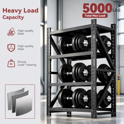 SAWJEC 69" H x 47" W x 24" D Garage Shelving Heavy Duty Metal Shelves Unit - Image 4
