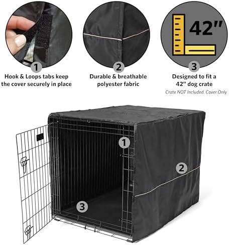MidWest Homes for Pets Large Dog Crate Cover, Black Polyester Privacy Kennel Cover Fits Most 42-inch Crates, Machine Washable, Reduces Barking & Chewing - Image 4
