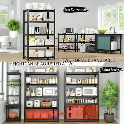 5-Tier Heavy Duty Garage Shelving, 2,750 lbs Capacity Adjustable Metal Storage Shelving Unit for Garage, Basement, Warehouse and Workshop, 35" W x 15.5" D x 72" H - Image 4