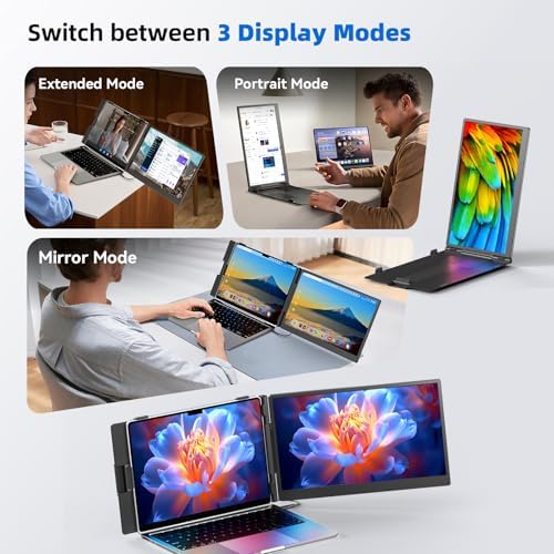 Laptop Screen Extender 14", FHD 1080P Portable Monitor for Laptop, Light Monitor Extender Plug&Play, IPS Display Computer Monitor for Laptop 13-17” (Screen Length: 11.81"-16.14") for Travel Work - Image 6
