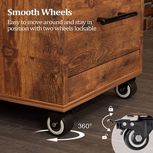 Salon Trolley Cart with Wheels, 3-Drawer Rolling Hair Styling Station, Mobile Beauty Trolley with Hot Tools Holder, Storage for Salon, Barbershop, Spa & Tattoo, Rustic Brown - Image 5