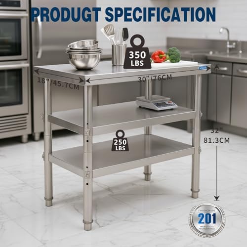KUARBARR Stainless Steel Table Commercial Stainless Steel Prep Table 18 x 30 Inch, NSF Metal Commercial SS Kitchen Prep Worktable for Restaurant Kitchen Garage Warehouse - Image 5