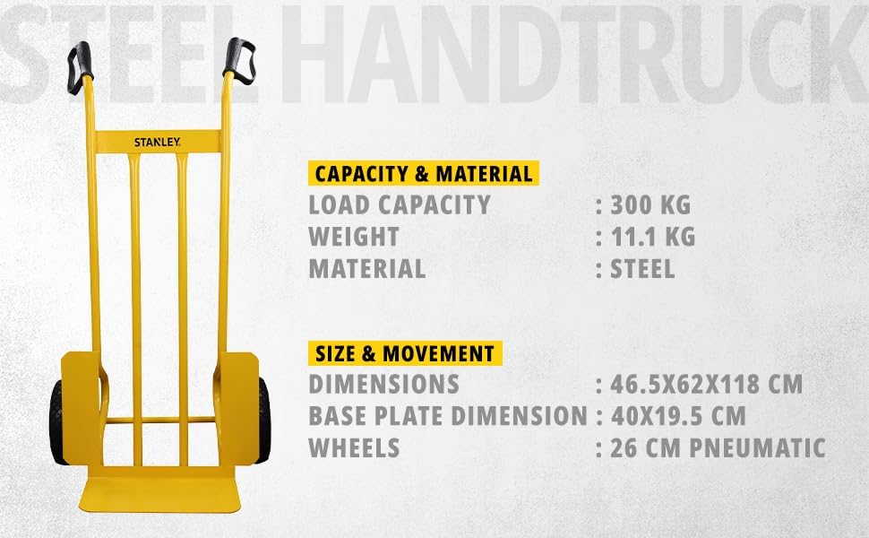 Stanley Steel Hand Truck-300KG, Yellow, SXWTC-HT526 - Image 3