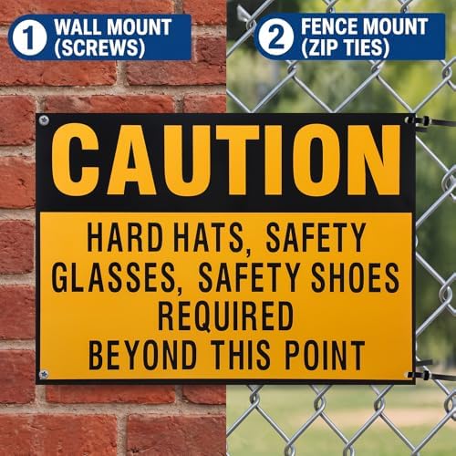 2 PCS Hard Hats Safety Glasses Safety Shoes Required Sign - Image 4