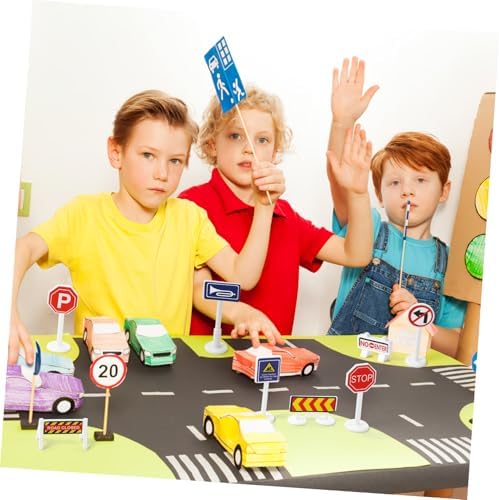 56Pcs Street Road Traffic Signs Playset, Mini Electric Signal Light Toy - Image 5