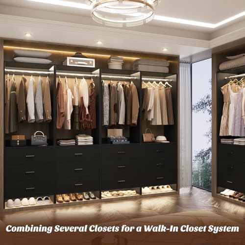 Aheaplus 1.8FT Closet System with 3 Drawers, 21.5’’ Closet Organizer, Black - Image 5