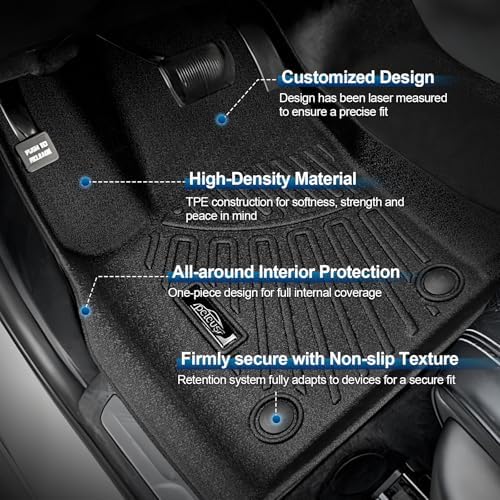 PELEUS Floor Mats for Jeep Grand Cherokee 2011-2021 & 2022 WK, All Weather TPE Car Mats Full Set 1st 2nd 3rd Row with Cargo Liner and Backrest Mat, Custom Fit Anti-Slip Cargo Trunk Liner, Black - Image 3