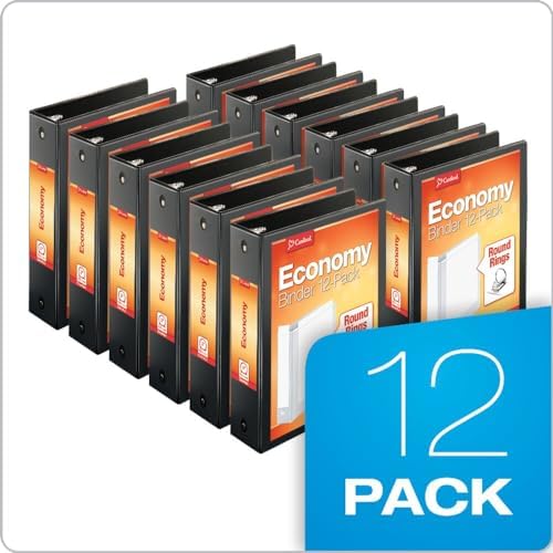 Cardinal Economy 3-Ring Binders, 3", Round Rings, Holds 625 Sheets, ClearVue Presentation View, Non-Stick, Black, Carton of 12 (90650) - Image 6