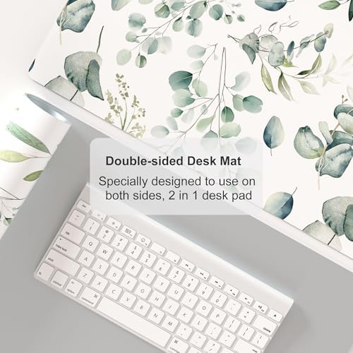Leather Large Mouse Pad, Office Desk Mat, 31.5"x15.7", Eucalyptus Leaves - Image 5