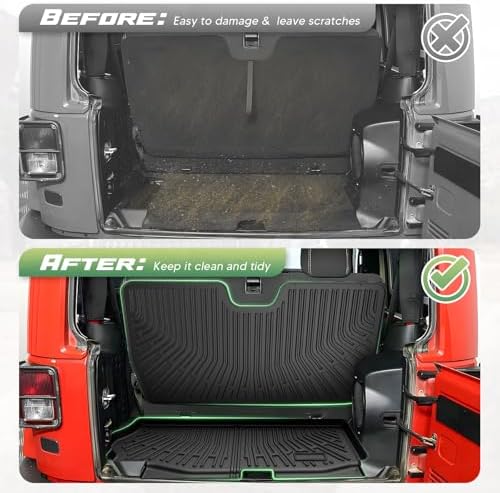 Cartist Floor Mats for 2007-2018 Jeep Wrangler JK 2 Door, All Weather Cargo Liner for Wrangler Accessories, Heavy Duty TPE Cargo Mats, Car Accessories - Image 5