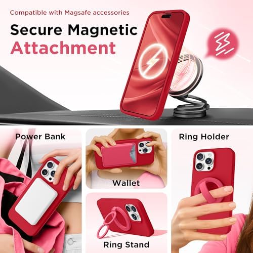 GolbinBox Magnetic for iPhone 16 Pro Max Case, Silicone Cover, Red - Image 4
