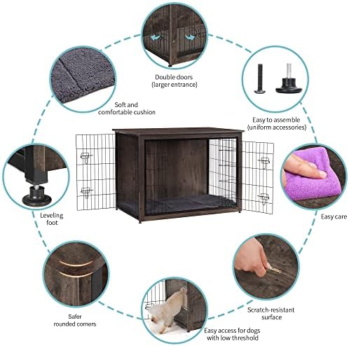 DWANTON 43.3" XXL Dog Crate Furniture with Cushion, Large Dog Kennel Indoor - Image 4