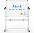 VIZ-PRO Double-Sided Mobile Whiteboard, 48 x 48 Inches, Magnetic Rolling Dry by VIZ-PRO