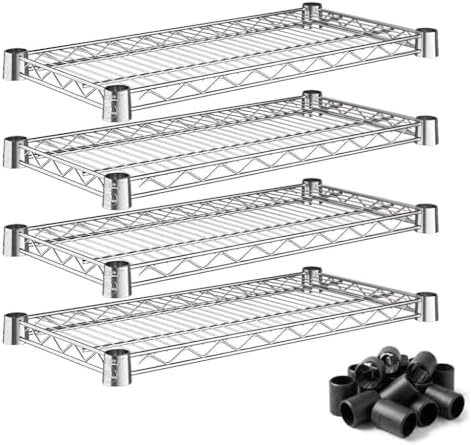 12"x24" Chrome Wire Shelf 4-Pack | NSF Commercial Heavy Duty Storage Rack Add-On Shelving by Zedfire