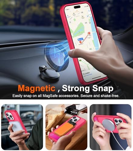 Temdan Magnetic Compatible with iPhone 15 Pro Case, [Built-in Invisible Kickstand][Compatible with MagSafe][Military Grade Shockproof] Slim Translucent Matte Phone Case for iPhone 15 Pro 6.1" - Image 6