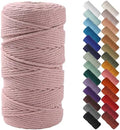 NOANTA Dusty Pink Macrame Cord 3mm x 220yards, Cotton Rope Macrame Yarn by NOANTA